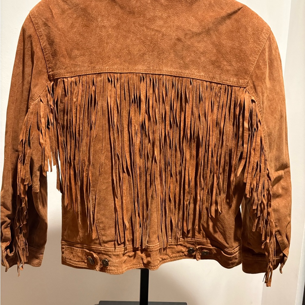 Vintage Cedars Women's Brown Leather Jacket with Fringe